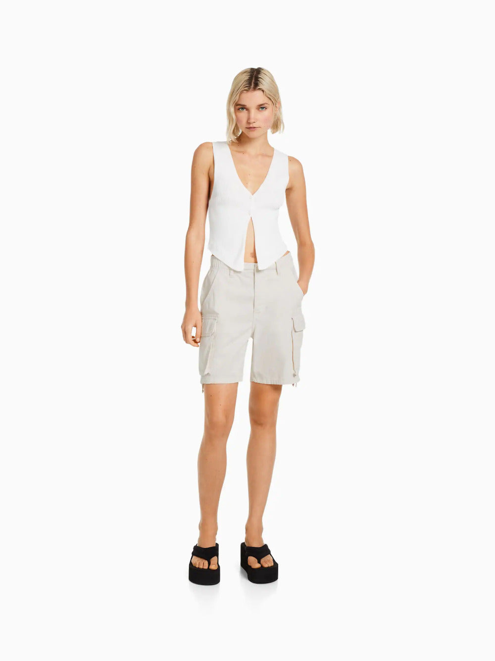 Cotton cargo Bermuda shorts