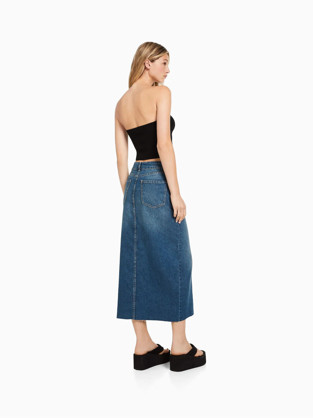 Long denim skirt