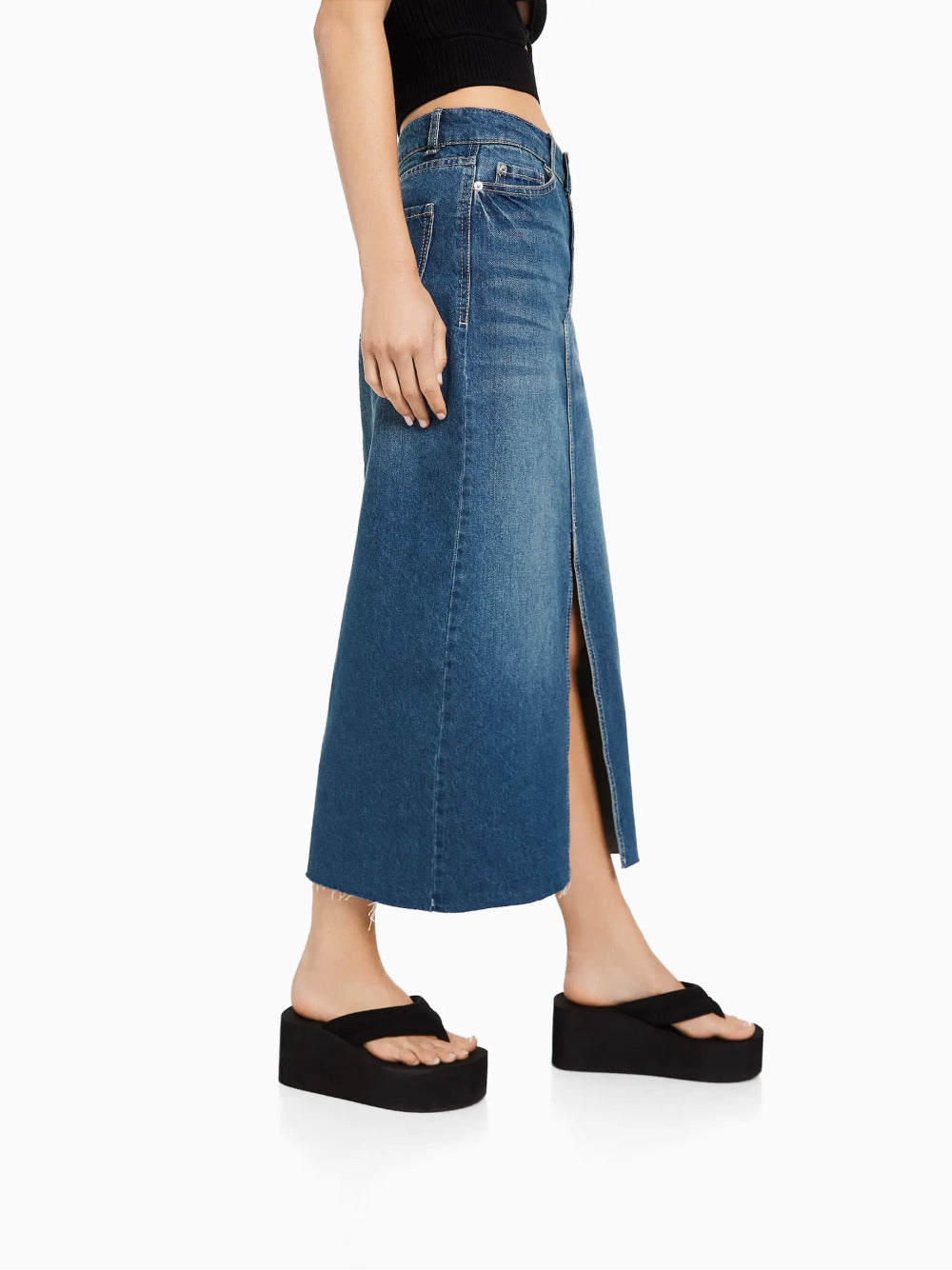 Long denim skirt