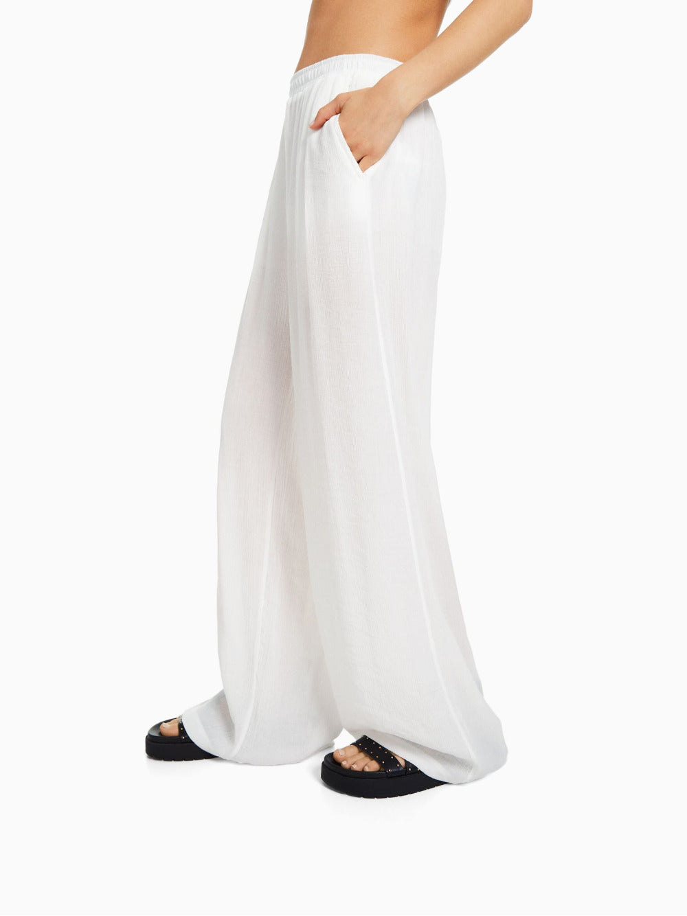 Wide-leg crepe trousers