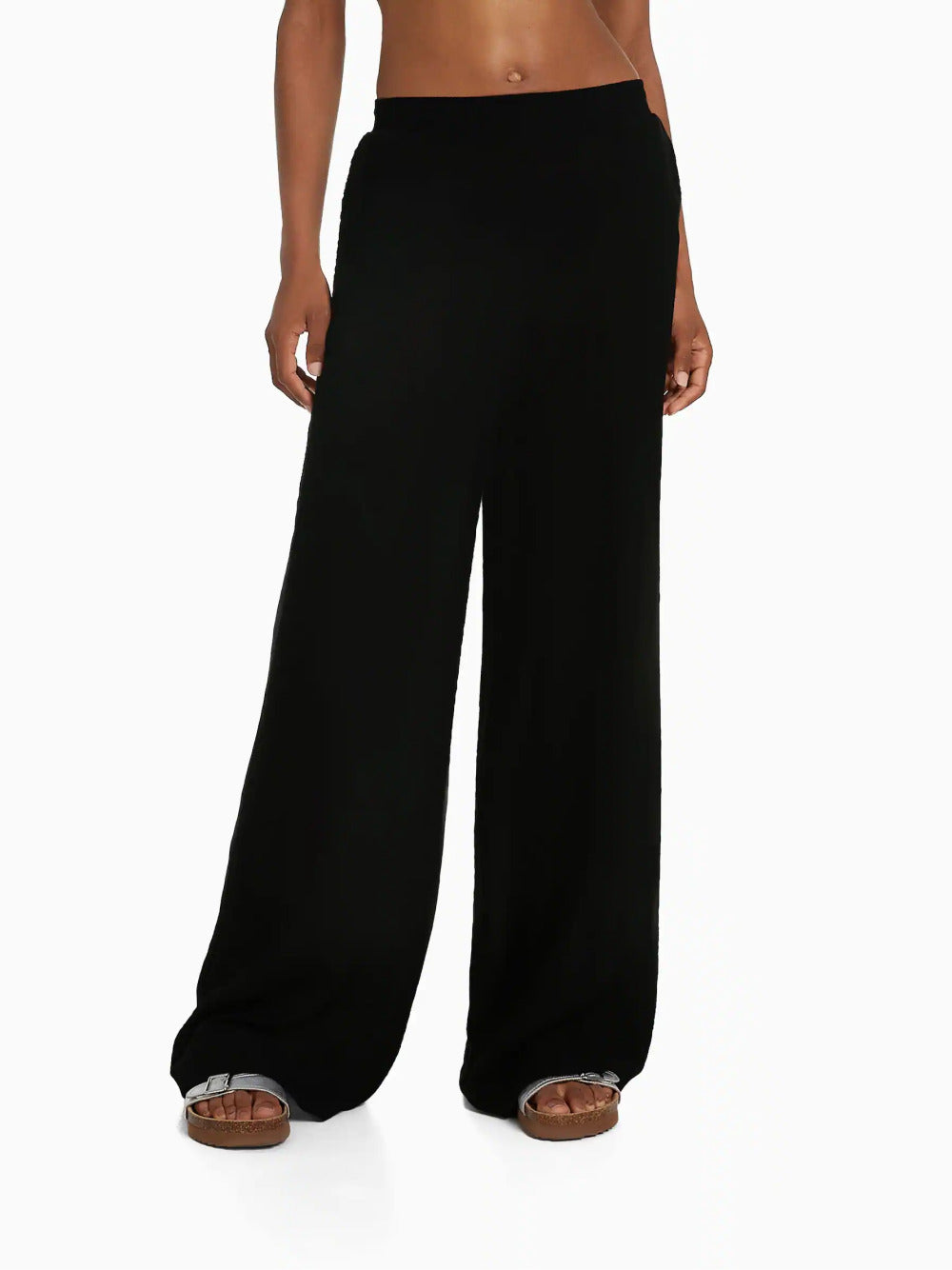 Wide-leg crepe trousers