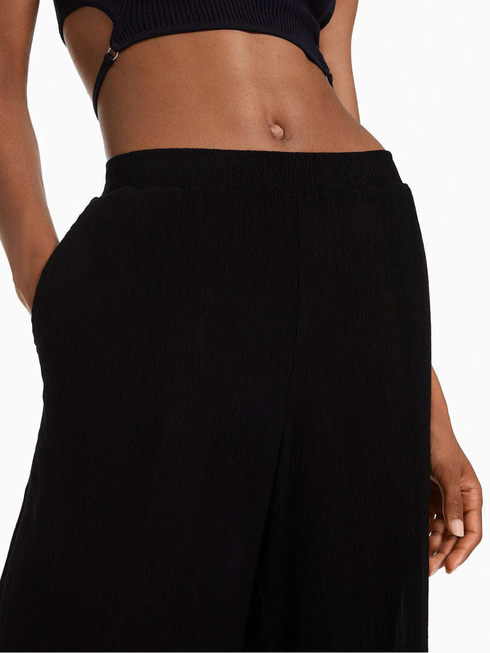 Wide-leg crepe trousers