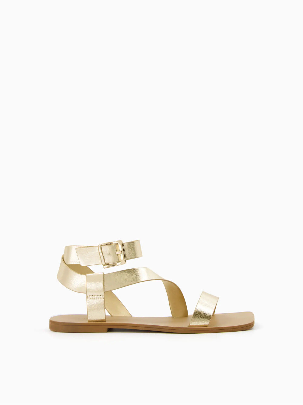 Flat sandals with ankle strap