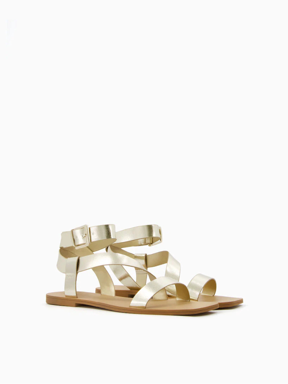 Flat sandals with ankle strap