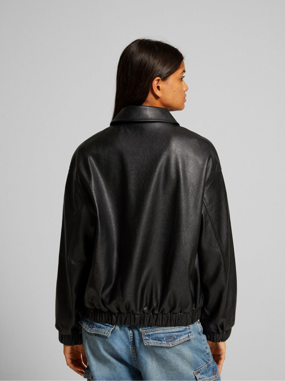 Faux leather dad fit jacket