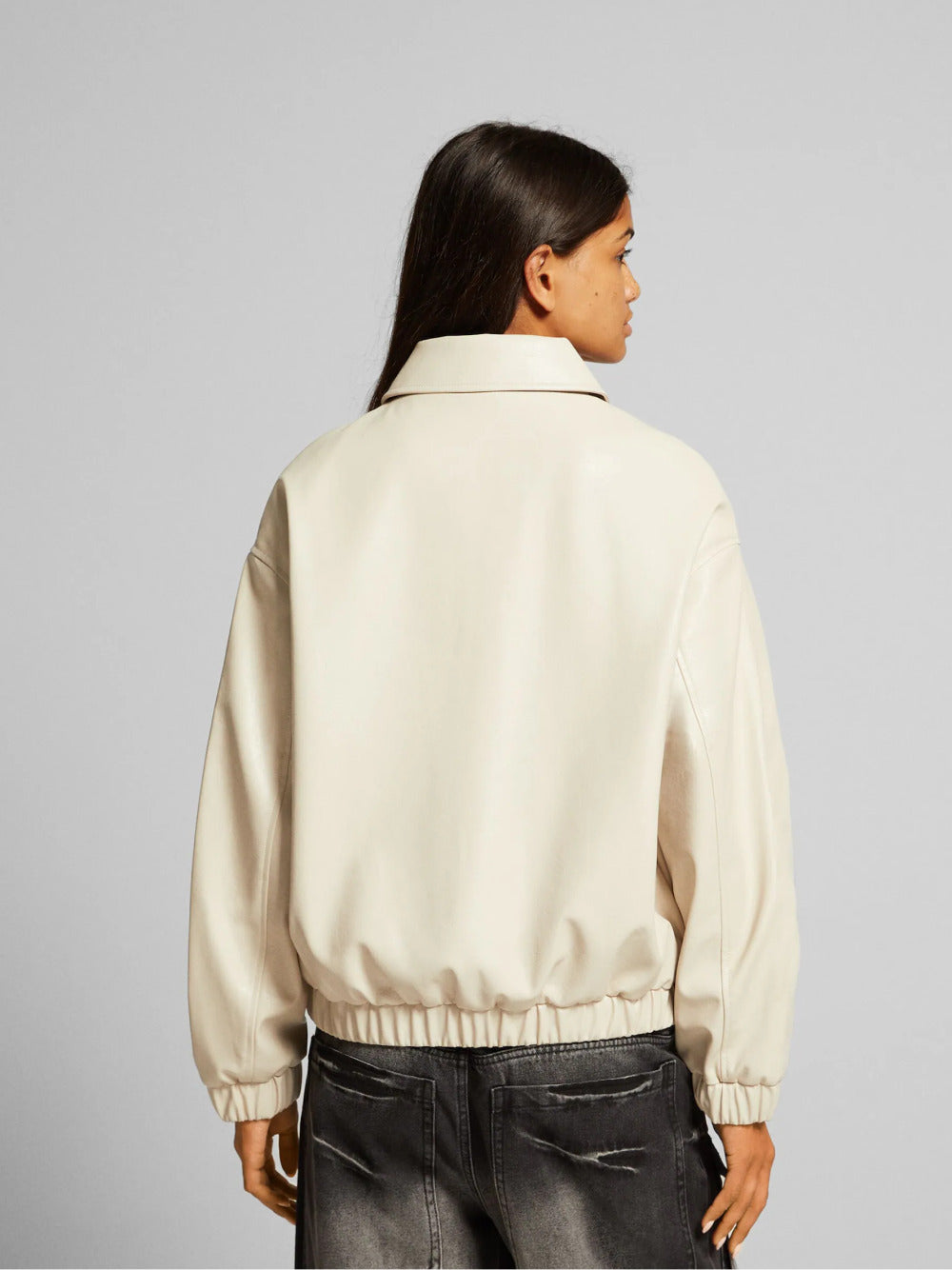 Faux leather dad fit jacket