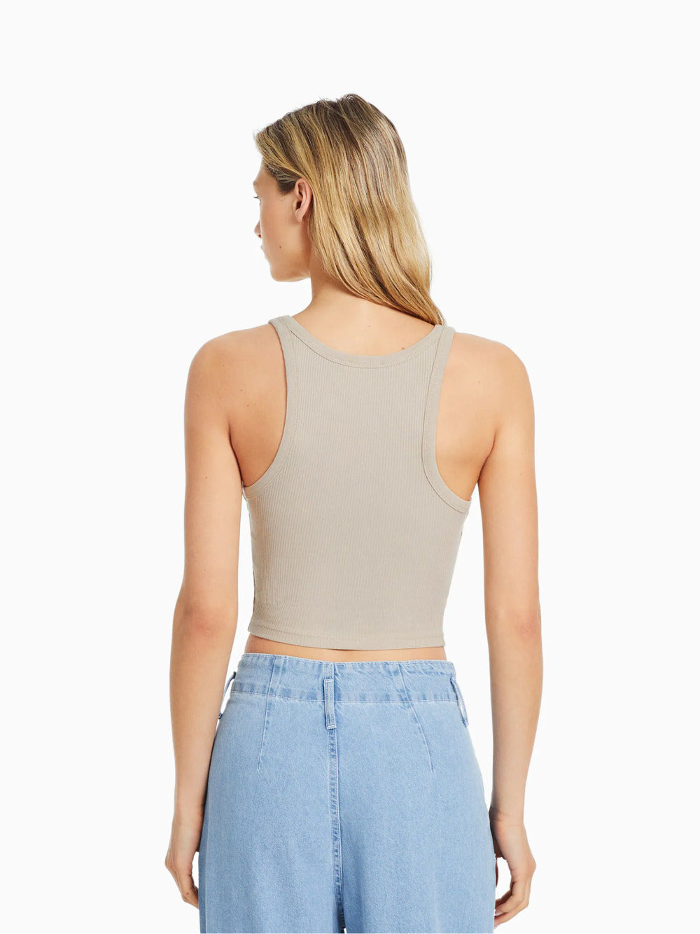 Sleeveless ribbed T-shirt