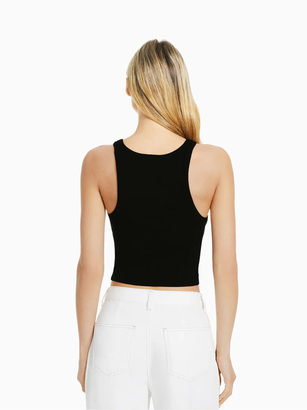 Sleeveless ribbed T-shirt
