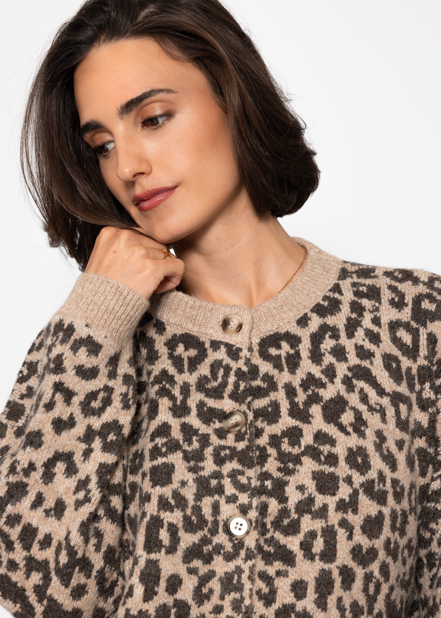 Cárdigan con estampado de leopardo - marrón