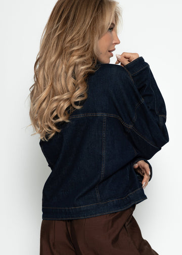 Chaqueta vaquera con bolsillos de parche - azul oscuro