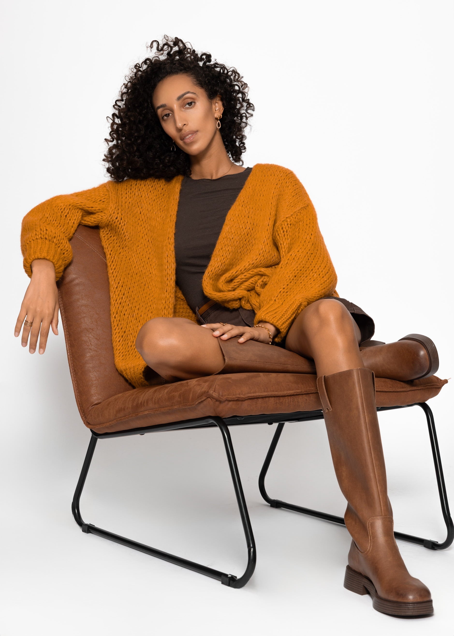 Cárdigan oversize - amarillo mostaza